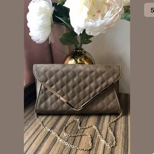 Quilted Envelope Clutch Gold Chain Shoulder Bag